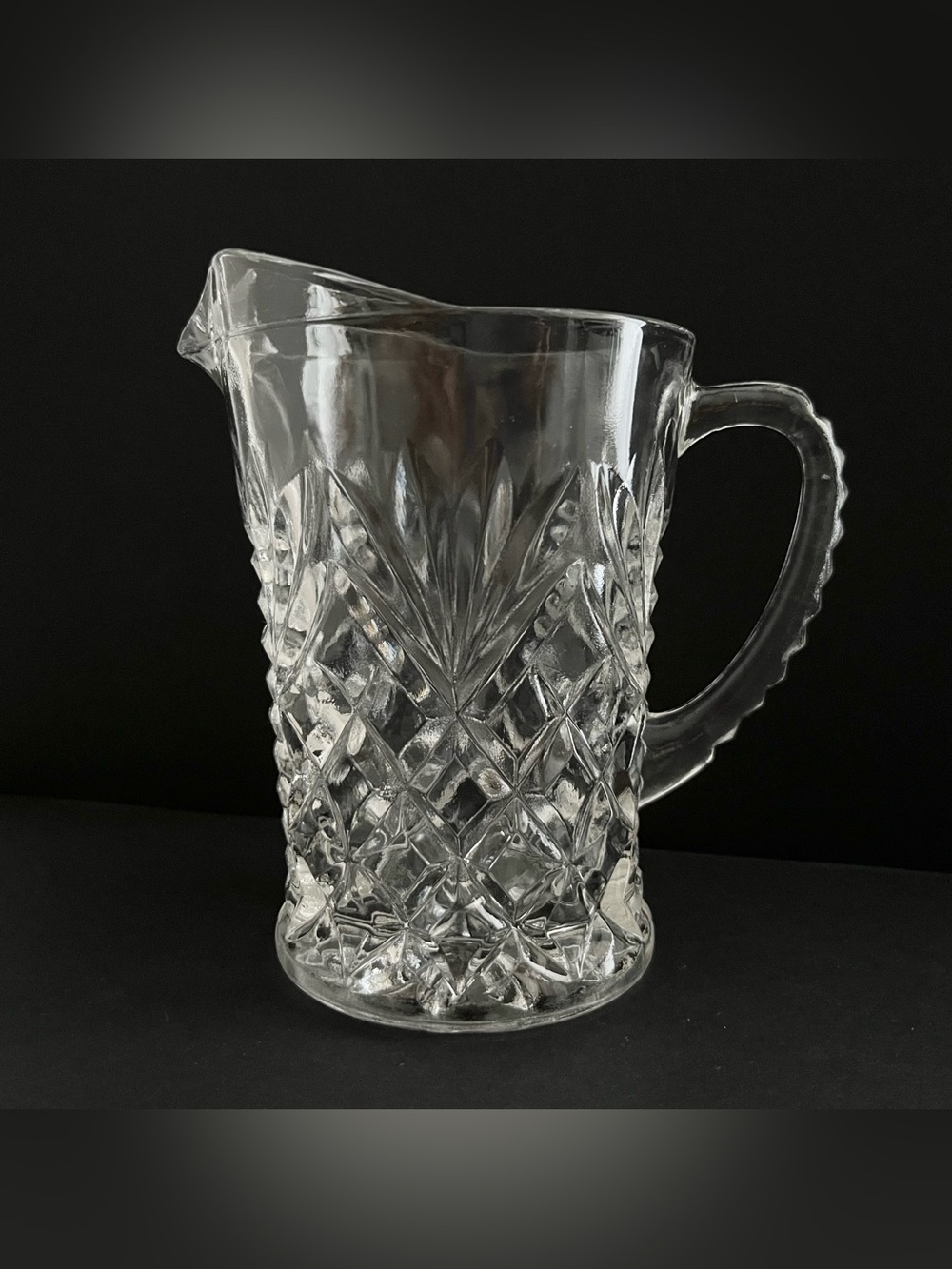 Vintage Anchor Hocking EAPC Prescut Pineapple Clear Glass Small Pitcher Creamer
